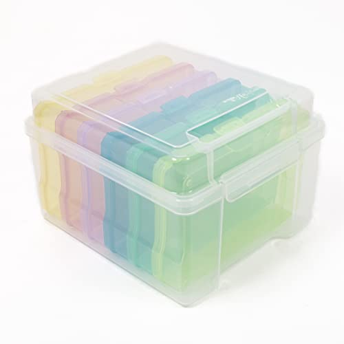 Craftelier - Tragbare transparente Aufbewahrungsbox mit 6 durchsichtigen Mini-Boxen für Scrapbooking-Materialien und andere Bastelarbeiten | Größe ca. 22 x 18,90 x 13,80 cm von Craftelier