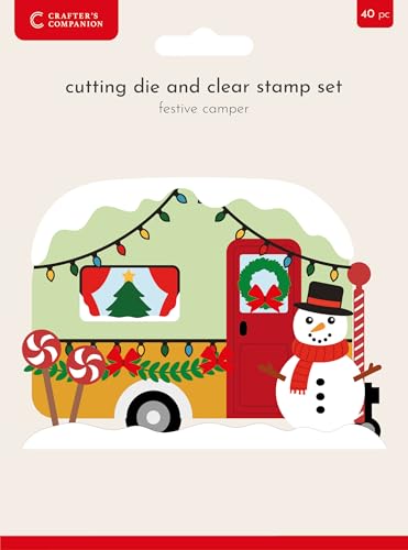 Crafter's Companion Stempel und Stanzschablone in Weihnachtsform, Motiv: Festlicher Camper von Crafter's Companion