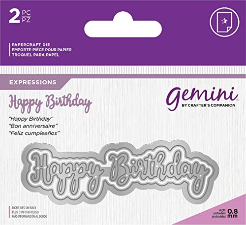 Crafters Companion GEM-MD-E-W-57 Gemini Metallstanzform – Expressions – Happy Birthday, silber, Einheitsgröße von Crafter's Companion