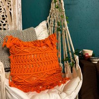 Makramee Fransen Kissenbezug Boho-stil Dekorativ Bunt Wohnaccessoire 40 X 43 cm von CrafterElena