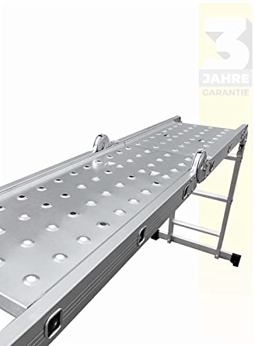 𝐂𝐑𝐀𝐅𝐓𝐅𝐔𝐋𝐋 Aluminium Plattform für CF-104A - 𝟑 𝐉𝐀𝐇𝐑𝐄 𝐆𝐀𝐑𝐀𝐍𝐓𝐈𝐄 - 6in1-1-12 Sprossen - 350 cm Länge - Leiter - Gelenkleiter - Leitergerüst (Plattform 4x3 Sprossen) von Craftfull