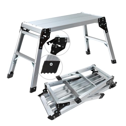 𝐂𝐑𝐀𝐅𝐓𝐅𝐔𝐋𝐋 Arbeitsplattform CF-107A | 𝟑 𝐉𝐀𝐇𝐑𝐄 𝐆𝐀𝐑𝐀𝐍𝐓𝐈𝐄 - Alu Leiter - Klappbar - Bis 150 kg - Arbeitsbühne mit Plattform - Trittleiter - Werkbank - Klappleiter (Silber/Schwarz) von Craftfull