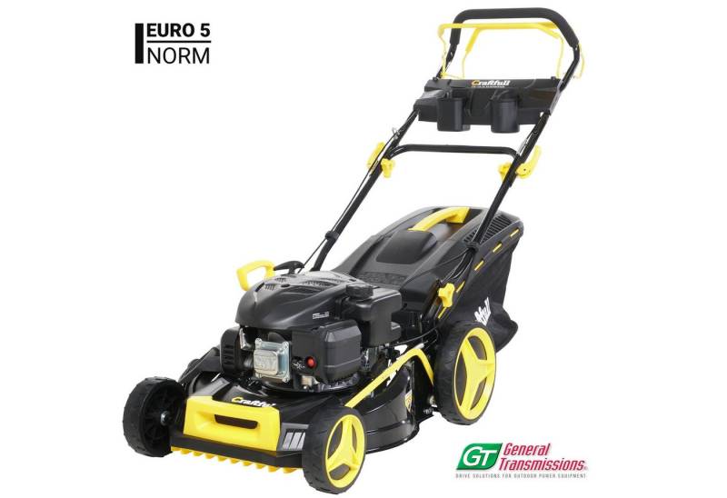 Craftfull Benzinrasenmäher 5in1 3,2 kW / 4,4 PS - CR-139-20 inkl. Radantrieb & 139 cc, 46 cm Schnittbreite, (Rasenmäher Benzin, Rasenmäher mit Pullstart, Rasenmäher Benzin, Rasenmäher mit Fangkorb, Rasenmäher Selbstantrieb), Selbstantrieb GT-Leichtlaufgetriebe, Easy Clean Funktion, 62l Fangsack von Craftfull