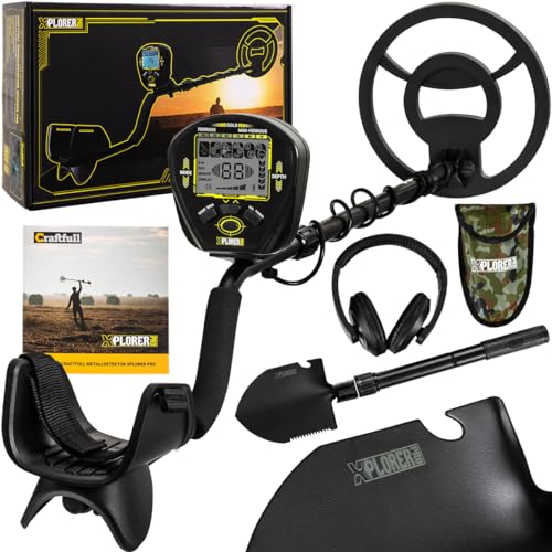 Craftfull Profi Metalldetektor Xplorer Pro | Metallsuchgerät für Erwachsene und Kinder - Pinpointer - Suchspule wasserdicht - Großes LCD Display - Gold Detektor - Metalldetektoren Set (Schwarz) von Craftfull