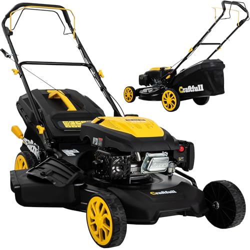 Craftfull Rasenmäher CR-224-30 | 5,1 KW 7 PS | 223 cm³ OHV Motor | Benzinrasenmäher - Mäher Benzin - Selbstfahrantrieb - 53 cm Schnittbreite in 7 Höhenstufen (CR-224-30 5,1 KW 7 PS 223 cm³ Motor) von Craftfull