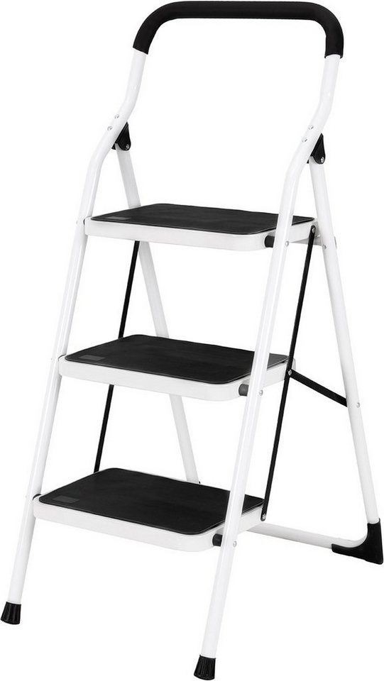 Craftfull Trittleiter Leiter CF-132A - 3 J. Garantie - 2-5 Stufen - Eisen (150 kg Traglast - Eisen Stehleiter bis 150 kg - Doppelleiter - Klapptritt - Sicherheitsleiter - Multifunktionsleiter - Vielzweckleiter - Mehrzweckleiter, 1-St., extra großer Trittfläche, Anti-Rutsch, Sicherheitsbügel), Haushaltsleiter Klappleiter Arbeitsleiter Arbeitsbühne klappbar von Craftfull