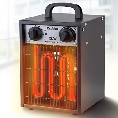 Craftfull elektrischer Heizlüfter Bauheizer HL200 | 𝟯 𝐉𝐀𝐇𝐑𝐄 𝐆𝐀𝐑𝐀𝐍𝐓𝐈𝐄 - 2000 Watt - Elektroheizer - Heizgerät elektrisch - Elektroheizung - Elektroheizkörper - Bis 30 m² (2000 Watt) von Craftfull