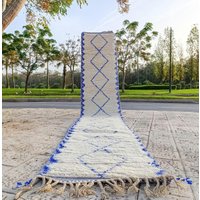 Berber Teppichläufer, Blauer Beni Ourain Läufer, Berberteppich Nach Maß Berber Teppichläufer, Blauer Beni Ourain Läufer, Berberteppich Nach Maß von CrafticRugs
