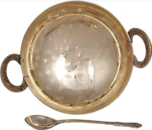 CRAFTING WITH LOVE A HANDMADE Pure Brass Shinee Silver Touch Design Kadhai With Spoon Cooking & Serving 1500 ml CRAFTING WITH LOVE A HANDMADE Pure Brass Shinee Silver Touch Design Kadhai With Spoon Cooking & Serving 1500 ml von Crafting Love
