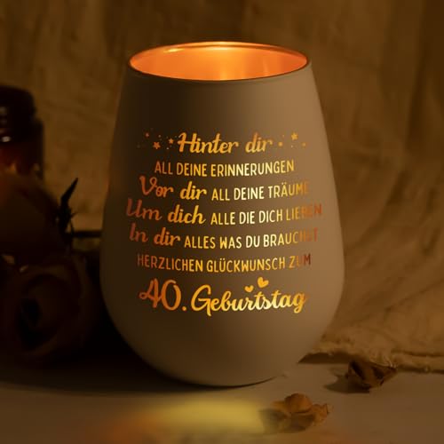 Craftique 40 Geburtstag Frau - Windlichter Geburtstagsgeschenk Deko - Geschenk zum 40 Jahre Frau, Geschenke für Frauen ab 40 Jahren, 40.TER Geburtstag, Geburtstagsgeschenk für Mama, Oma, Schwester Craftique 40 Geburtstag Frau - Windlichter Geburtstagsgeschenk Deko - Geschenk zum 40 Jahre Frau, Geschenke für Frauen ab 40 Jahren, 40.TER Geburtstag, Geburtstagsgeschenk für Mama, Oma, Schwester von Craftique