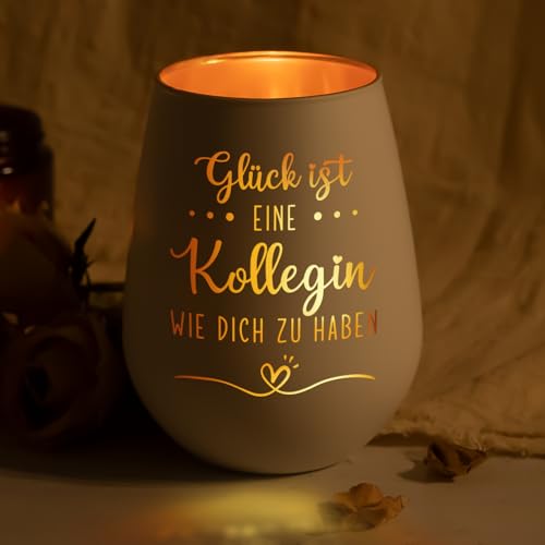 Craftique Abschiedsgeschenk Kollegin - Windlichter Deko - Beste Kollegin Geschenk Geburtstag, Abschied Geschenk Arbeitskollegin, Glück ist eine Kollegin wie Dich zu haben, Kollege Rente von Craftique
