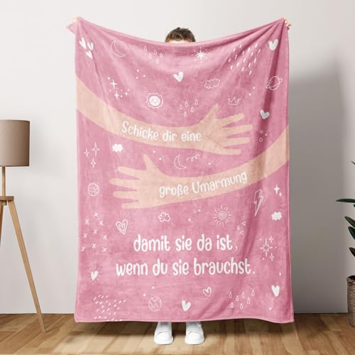 Craftique Gute Besserung Geschenke für Frauen Männer, Große Umarmung Kuscheldecke, Aufmunterung Geschenke, Trost Geschenke, Mutmacher Geschenk für Freundin, Trauergeschenk 153x127cm (Rosa) von Craftique