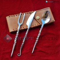 Bbq Besteckset | Campingbesteck Handgeschmiedet Mittelalterlich Mit Tasche Geschenkset Hftc07x Bbq Besteckset | Campingbesteck Handgeschmiedet Mittelalterlich Mit Tasche Geschenkset Hftc07x von Craftomatik