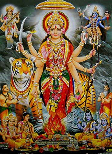 Crafts of India Goddess Durga/Sheran Wali MATA/Hindu Goddess Poster with Glitter-Reprint on Paper (Unframed : Size 12"X16" Inches) von Crafts of India