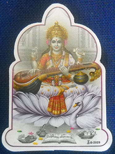 Crafts of India Goddess Saraswati Playing Veena Hindu God Sticker (Size 4" X 3" Inches) von Crafts of India