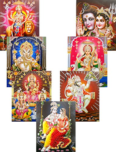 Glitzer-Poster Hindu-Götter und Göttin, Größe 22,9 x 27,9 cm, 10 Stück von Crafts of India
