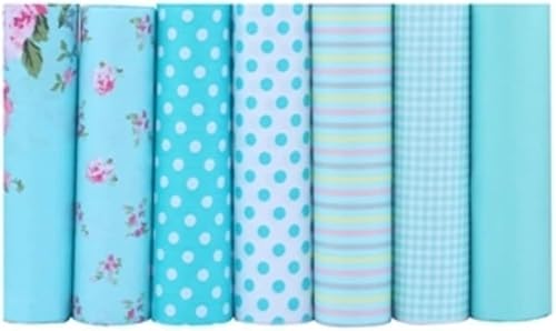 CraftsFabrics Große 7 Stück 40 x 50 cm große Stoffstücke aus Baumwolle in Babyblau und Weiß (zum Quilten, Scrapbooking, Nähen, Kunst und Handwerk, DIY-Projekte, Collage) von CraftsFabrics