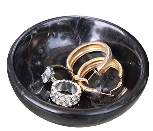 CraftsOfEgypt Schmuckschale aus echtem Marmor - Ringhalter - Schmuck-Organizer Tablett - dekorative Schlüsselschale - Hochzeitsgeschenk - Schmucktablett - dekoratives Tablett - Marmor-Tablett schwarz von CraftsOfEgypt
