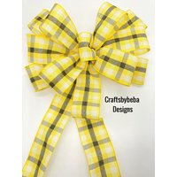 Bumble Colors Dekorative Schleife/Gelb Und Schwarze Kranzschleife Karierte - Milos Karo Dekor Sommer von CraftsbyBeba