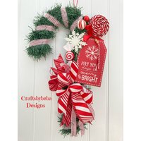 Candy Cane Türschild/Türhänger Zuckerstange Rot Und Weiß Pfefferminz Weihnachtsdeko von CraftsbyBeba