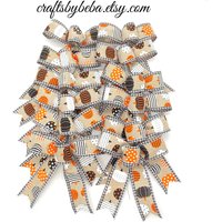 Ernte Dekorative Schleifen/Set 12 Bögen Herbst Kleine Dekor Kürbis Orange Und Schwarze Halloween von CraftsbyBeba