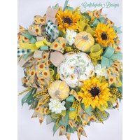 Ernte Kranz/Sonnenblumen Herbst Tür Aufhänger Netz Sonnenblume von CraftsbyBeba