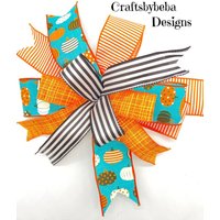 Ernte Teal Dekorative Schleife/Orange Kürbis Herbst Laterne Türkis Kranz Und von CraftsbyBeba