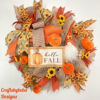 Gnom Herbst Kranz/Tür Aufhänger Ernte Wichtel Mesh Bunte von CraftsbyBeba