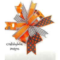 Halloween Dekorative Schleife/Orange Und Schwarze Kranz Kürbisse Dekor Polkadots Streifen von CraftsbyBeba