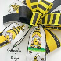 Hummel Dekoschleife/Wichtel Laterne Schleife Sommer Gelb Und Schwarze Kranz Deko von CraftsbyBeba