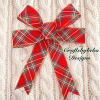 Karierte Weihnachtsdekorationsbögen/Set 6 Bögen Xmas Plaid Decor Weihnachtsbaumschleifen Weihnachten Rot, Grün Karierte Geschenkverpackung von CraftsbyBeba