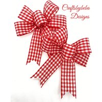 Kleine Dekorative Schleife Gingham/Set 8 Bögen Rot Und Weiss Schleifen Weihnachtsbaum Weihnachten Handgemachte von CraftsbyBeba