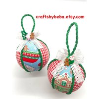 Lebkuchen Ornamente Weihnachten/Set 2 Weihnachts Weihnachtsstoff Weihnachtsschmuck Gingham von CraftsbyBeba