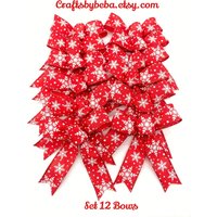 Schneeflocken Dekorative Schleifen/Set 12 Bögen Weihnachtsbaum Weihnachten Rot Und Weiß Dekor von CraftsbyBeba