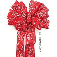 Sommer Kranz Schleife/Bandana Dekorative Rot Baumspitze Rote Dekor Bauernhaus Weihnachten von CraftsbyBeba