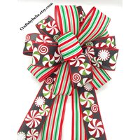 Tannenbaum-Topper/Weihnachtsdeko-Schleife Weihnachts-Pfefferminz-Schleife Candy Peppermint - Streifen-Weihnachtsschleife Weihnachtsbaum-Topper von CraftsbyBeba