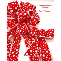 Weihnachten Rot Und Ein Weißes Weihnachtsbaum Topper/Polka Dots Kleine Bögen Set 7 Dekor /Weihnachts Dekorative von CraftsbyBeba