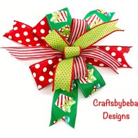 Weihnachtsdeko Schleife/Rote Und Grüne Weihnachtslaterne Weihnachtsbaumschleife Weihnachts Polka Dots & Stripes Bow von CraftsbyBeba