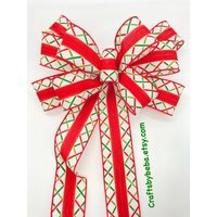 Weihnachtskranz Schleife/Weihnachtsrot Und Grün Dekorative Weihnachtsbaumspitze Weihnachtsschleife Diagonal Streifen von CraftsbyBeba