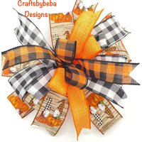 Wichtel Herbst Schleife/Ernte Dekor Baumspitze Orange Und Schwarz Kürbis von CraftsbyBeba
