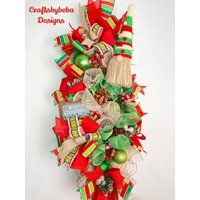 Wichtel-Weihnachts-Swag/Weihnachts-Wichtel-Türhänger in Rot Und Grün Tür-Wichtel-Weihnachts-Swag Weihnachtswichtel-Weihnachten von CraftsbyBeba