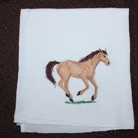 Maschinenbesticktes Viertelpferd Mehlsack Geschirrtuch von CraftsbyJeanJanisch
