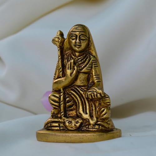 Adi Shankaracharya-Statue aus Messing, hinduistische Philosophische Schulen, Advaita Vedanta Adi Shankaracharya Statue kann Ihr Puja-Raum, Arbeitsbereich oder jeden Ort dekorieren (6,3 cm – 150 g) von Craftslook