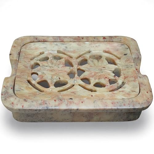 Handgefertigte Seifenschale – Marmor Badezimmer Seifenhalter poliert glänzend Speckstein Seifenschale schön verarbeitet Badezimmer Zubehör Steinkunst Dusche Wasserfall Tablett Seifenspender von Craftslook