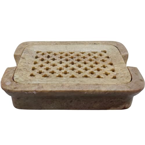 Speckstein handgeschnitzte Seifenschale, poliert und glänzend, Marmor-Geschirrhalter, schön verarbeitetes Badezimmer-Zubehör, Handwerk, handgeschnitzter Seifenhalter, Seifenablage (rechteckige Form) von Craftslook