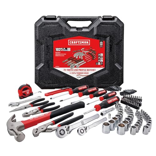 CRAFTSMAN 102-teiliges Werkzeugset für Haus und Auto, langlebiges Handwerkzeug-Set mit SAE/metrischen Stecknüssen (CMMT99449) von Craftsman