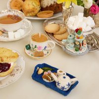Bundle Nachmittagstee Ornamente - 3Er-Set, Handgefilzte Teeparty Charms, Handgemachte Frühstücksdekoration von Craftspring