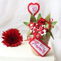 30. Geburtstags-Meilenstein Geschenk, Personalisierter Filz-Blumentopf in Rot Und Weiß von CraftyJoDesigns