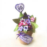 80Er Geburtstag Filz Blumentopf Besticktes Meilenstein Geschenk von CraftyJoDesigns