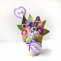 Personalisierter Filz Blumentopf Oma Geschenk Gestickt von CraftyJoDesigns